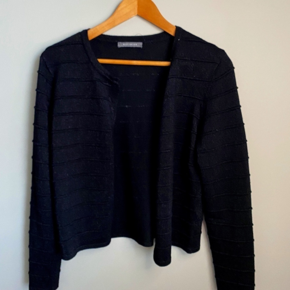 Suzy Shier Women's Black Sparkle Short Open Front Cardigan Size Medium